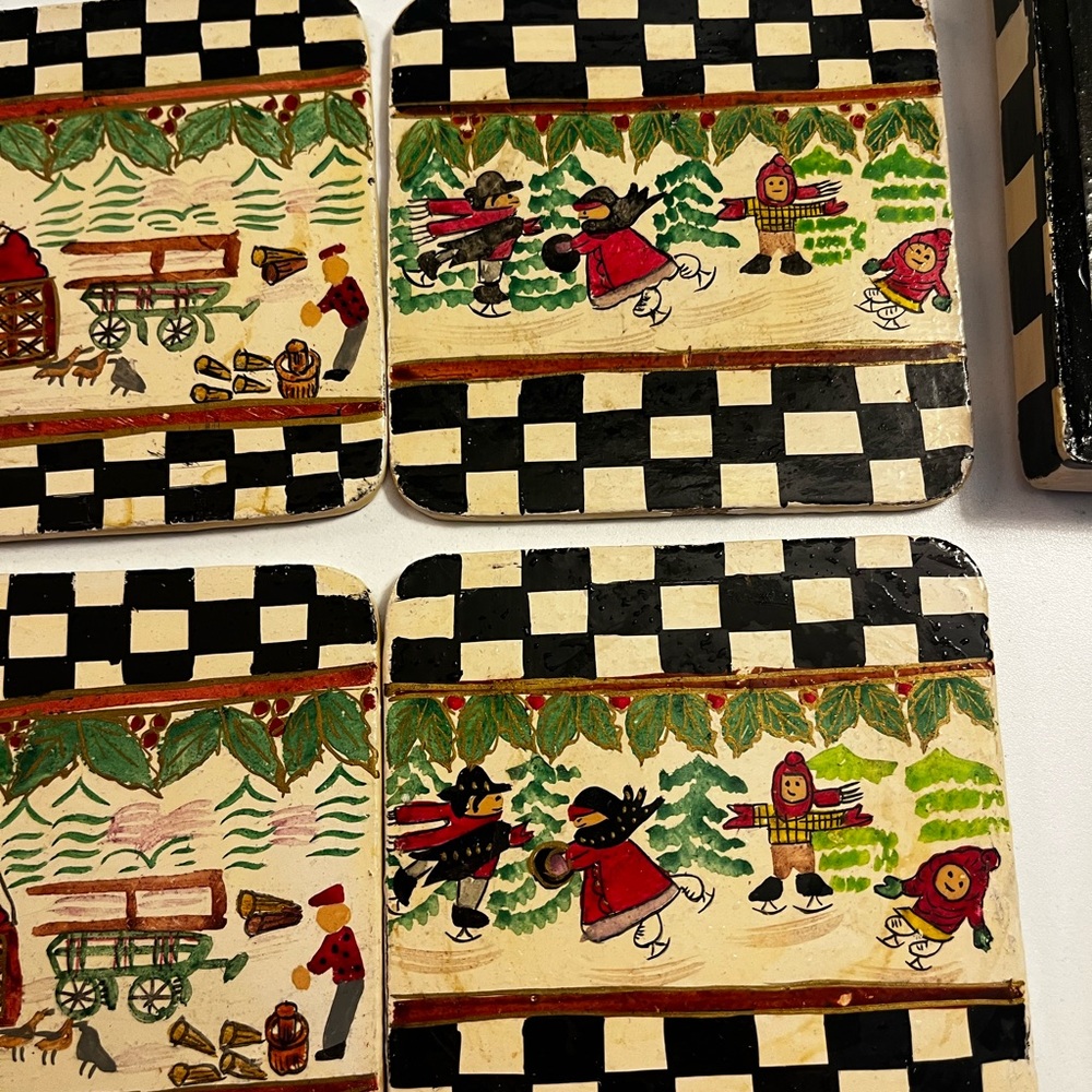 Hand-Painted Coasters and Wooden Box - Picture 6 of 8